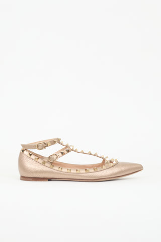 Valentino Metallic Leather Rockstud Flat