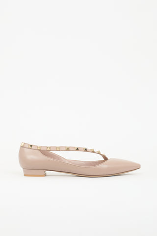 Valentino Leather Rockstud Strap Flat