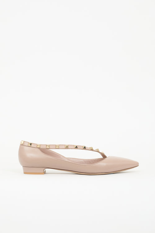 Valentino Leather Rockstud Strap Flat