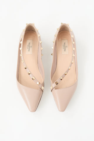 Valentino Leather Rockstud Strap Flat