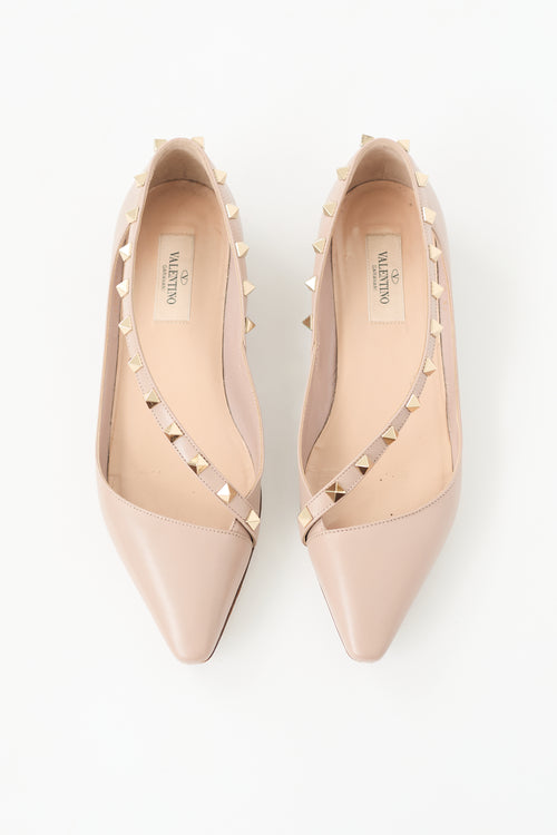 Valentino Leather Rockstud Strap Flat