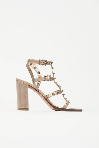 Valentino Metallic Leather Rockstud Sandal