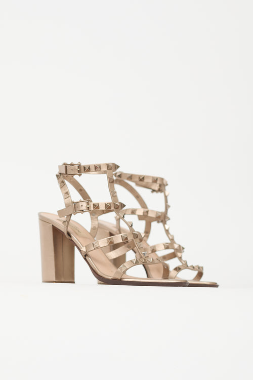 Valentino Metallic Leather Rockstud Sandal