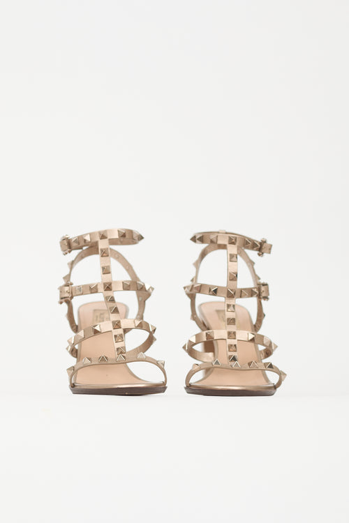Valentino Metallic Leather Rockstud Sandal