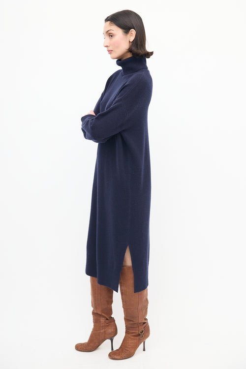 Vanessa Bruno Navy Wool Turtleneck Sweater Dress