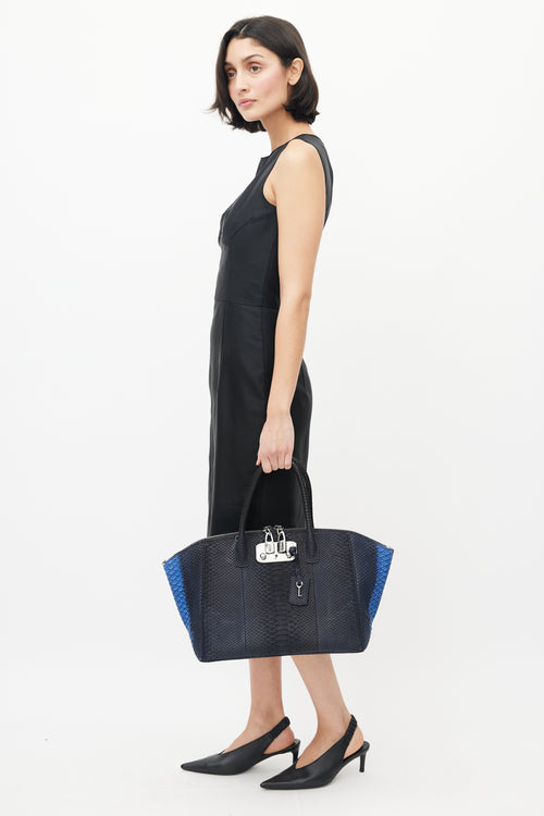 VBH Black & Blue Embossed Leather Bag