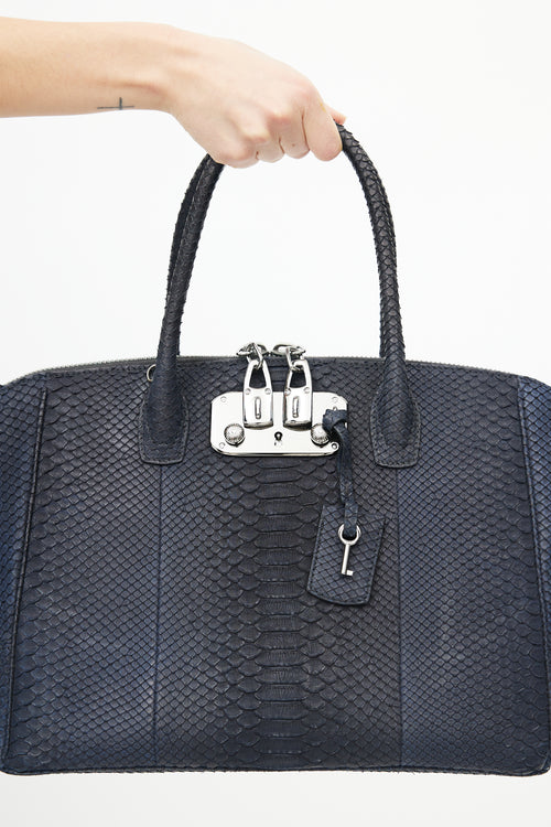 VBH Black & Blue Embossed Leather Bag