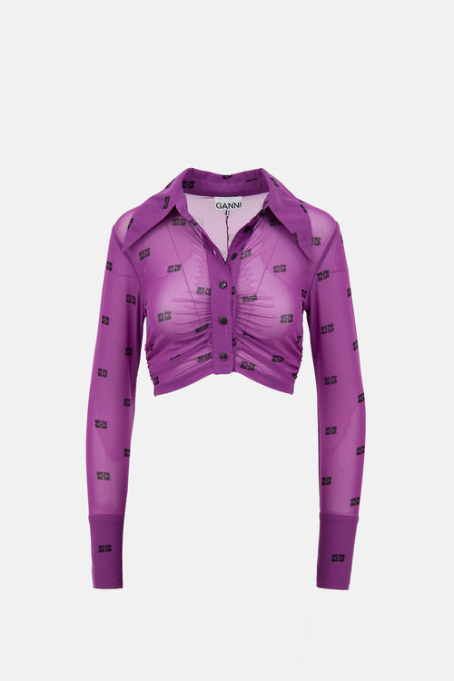 Ganni Sheer Logo Shirt