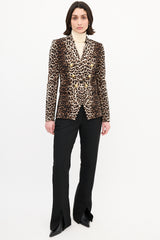 Veronica Beard Brown & Black Printed Double Breasted Blazer
