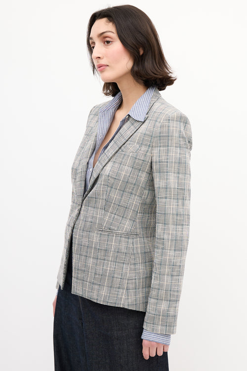 Veronica Beard Black & Multi Check Peak Lapel Blazer