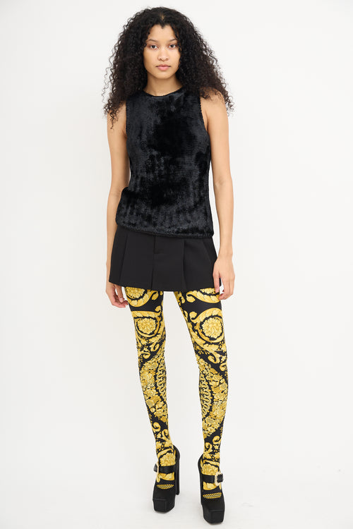 Versace Black Faux Fur Sleeveless Top