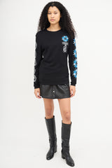 Versace Black & Blue Versacepolis Print Top