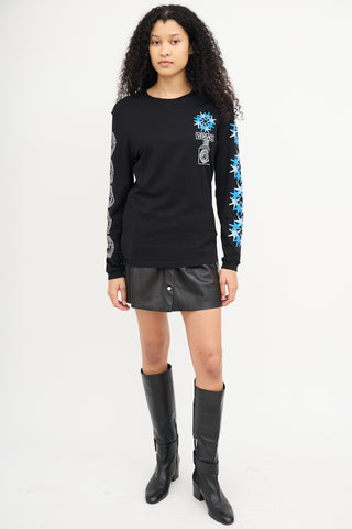 Versace Black & Blue Versacepolis Print Top