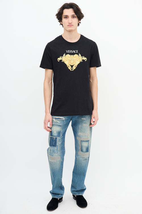 Versace Black & Gold Medusa Logo T-Shirt