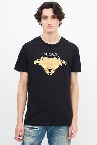 Versace Black & Gold Medusa Logo T-Shirt