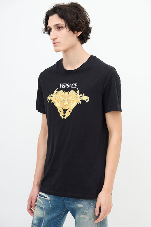 Versace Black & Gold Medusa Logo T-Shirt