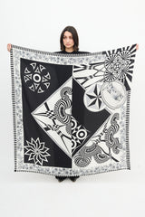 Versace Versus Black & White Silk Print Scarf