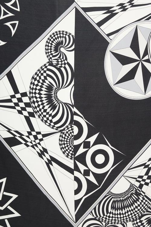 Versace Versus Black & White Silk Print Scarf