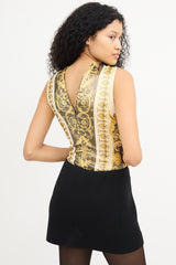 Versace SS 1992 Gold & Multi Baroque Bodysuit