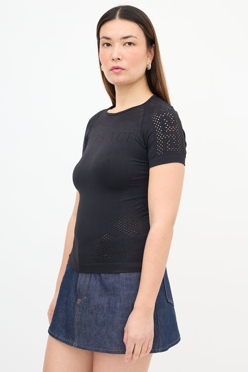 Versace Perforated Stretch Logo T-Shirt