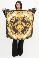 Versace Black & Yellow Silk Mermaid Scarf