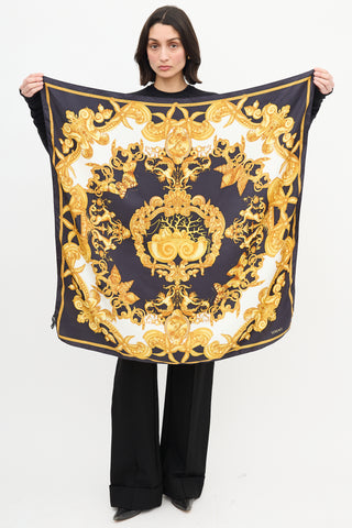 Versace Black & Yellow Silk Mermaid Scarf