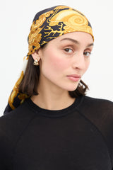Versace Black & Yellow Silk Mermaid Scarf