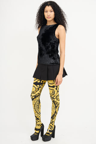 Versace SS 1992 Black & Yellow Baroque Leggings