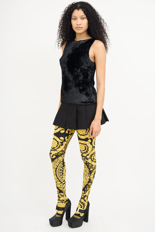 Versace SS 1992 Black & Yellow Baroque Leggings