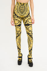 Versace SS 1992 Black & Yellow Baroque Leggings