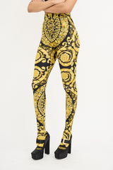 Versace SS 1992 Black & Yellow Baroque Leggings