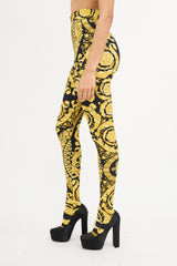 Versace SS 1992 Black & Yellow Baroque Leggings