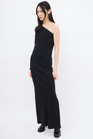 Vetements Black Ribbed Asymmetrical Maxi Dress