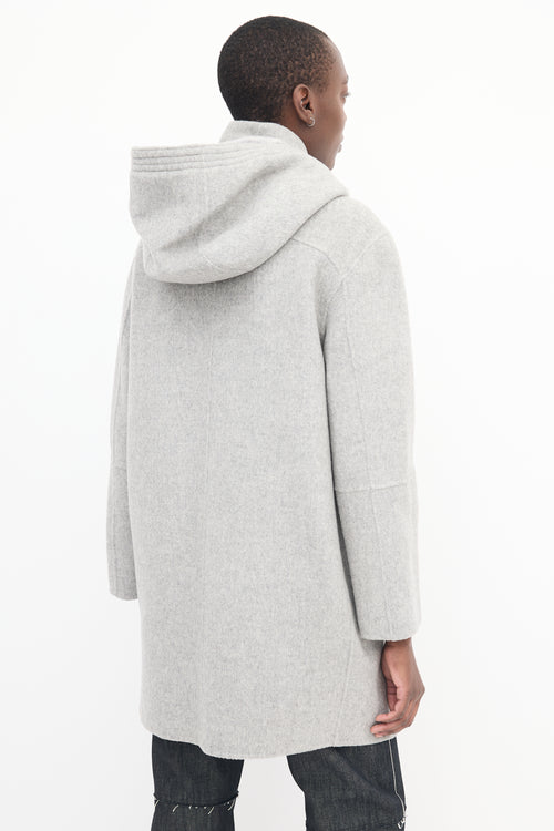 Vince Grey Wool Zip Hooded Coat