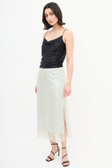 Vince Light Green Sequin Lace Skirt