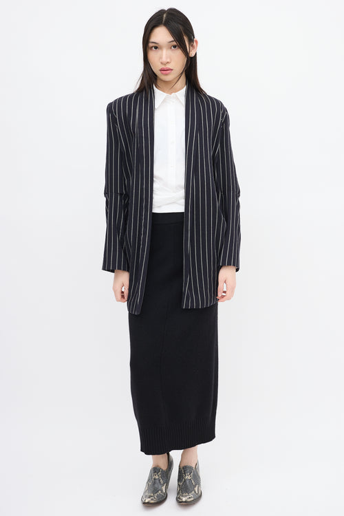 Vivienne Westwood Anglomania Navy & White Wool Striped Blazer