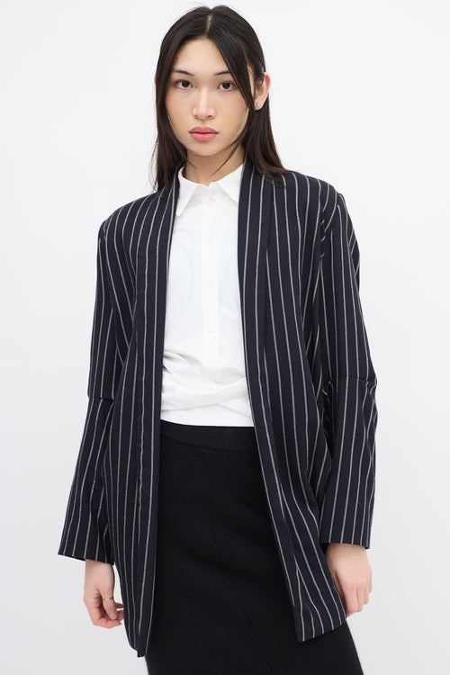 Vivienne Westwood Anglomania Navy & White Wool Striped Blazer