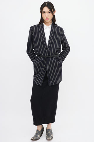 Vivienne Westwood Anglomania Navy & White Wool Striped Blazer