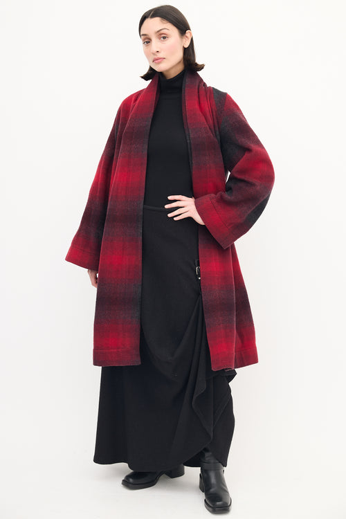 Vivienne Westwood Anglomania Red & Black Wool Checkered Coat