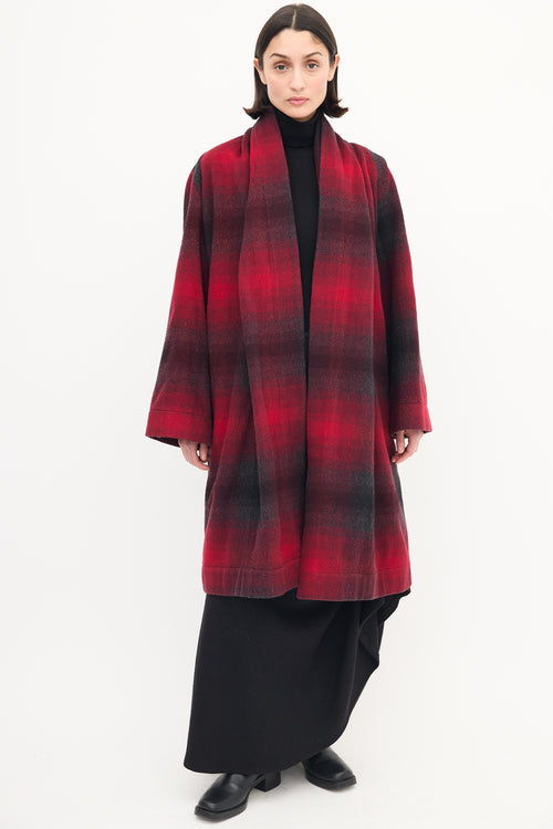 Vivienne Westwood Anglomania Red & Black Wool Checkered Coat