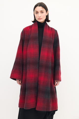 Vivienne Westwood Anglomania Red & Black Wool Checkered Coat