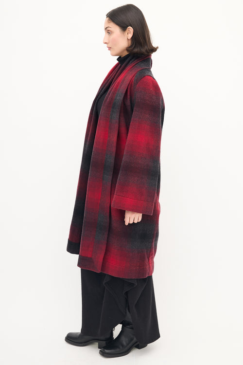 Vivienne Westwood Anglomania Red & Black Wool Checkered Coat