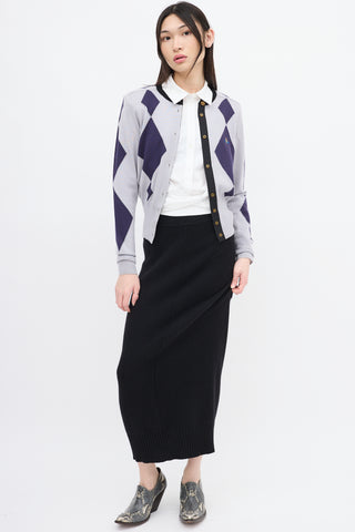 Vivienne Westwood Purple Wool Argyle Cardigan