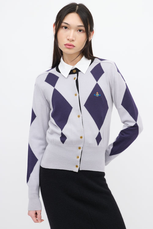 Vivienne Westwood Purple Wool Argyle Cardigan