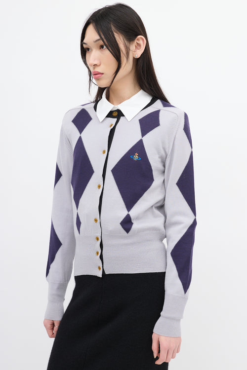 Vivienne Westwood Purple Wool Argyle Cardigan