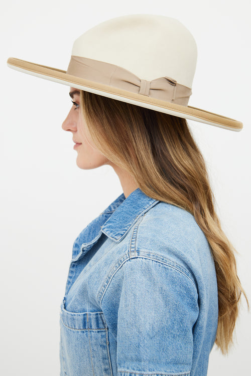 VSP Archive Beige Felt Round Brim Western Hat