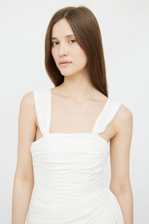 VSP Archive White Ruched Ribbon Detail Dress