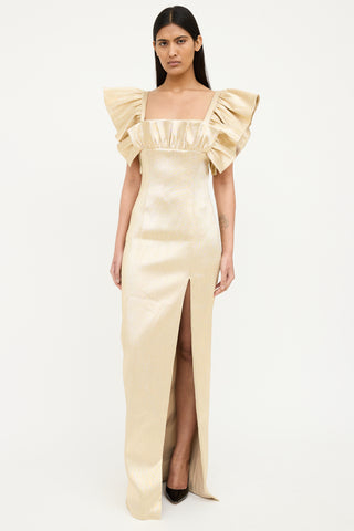 VSP Archive Gold Flutter Sleeve Maxi Dress