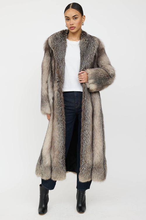 VSP Archive Striped Fur Collared Coat