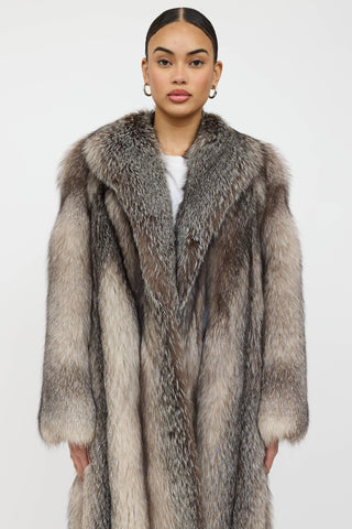 VSP Archive Striped Fur Collared Coat